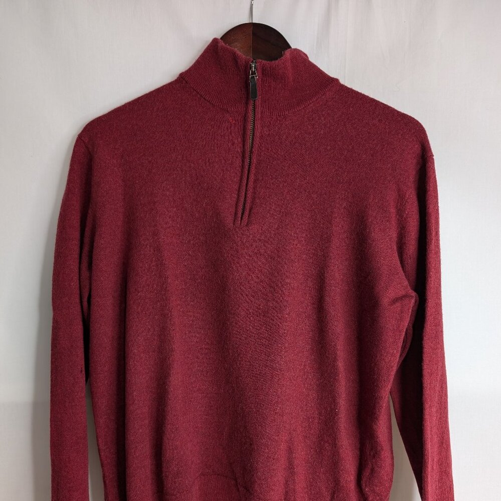 UNTUCKit Men's Heathered Red 1/4 Zip (100% Merino Wool), Size X-Large